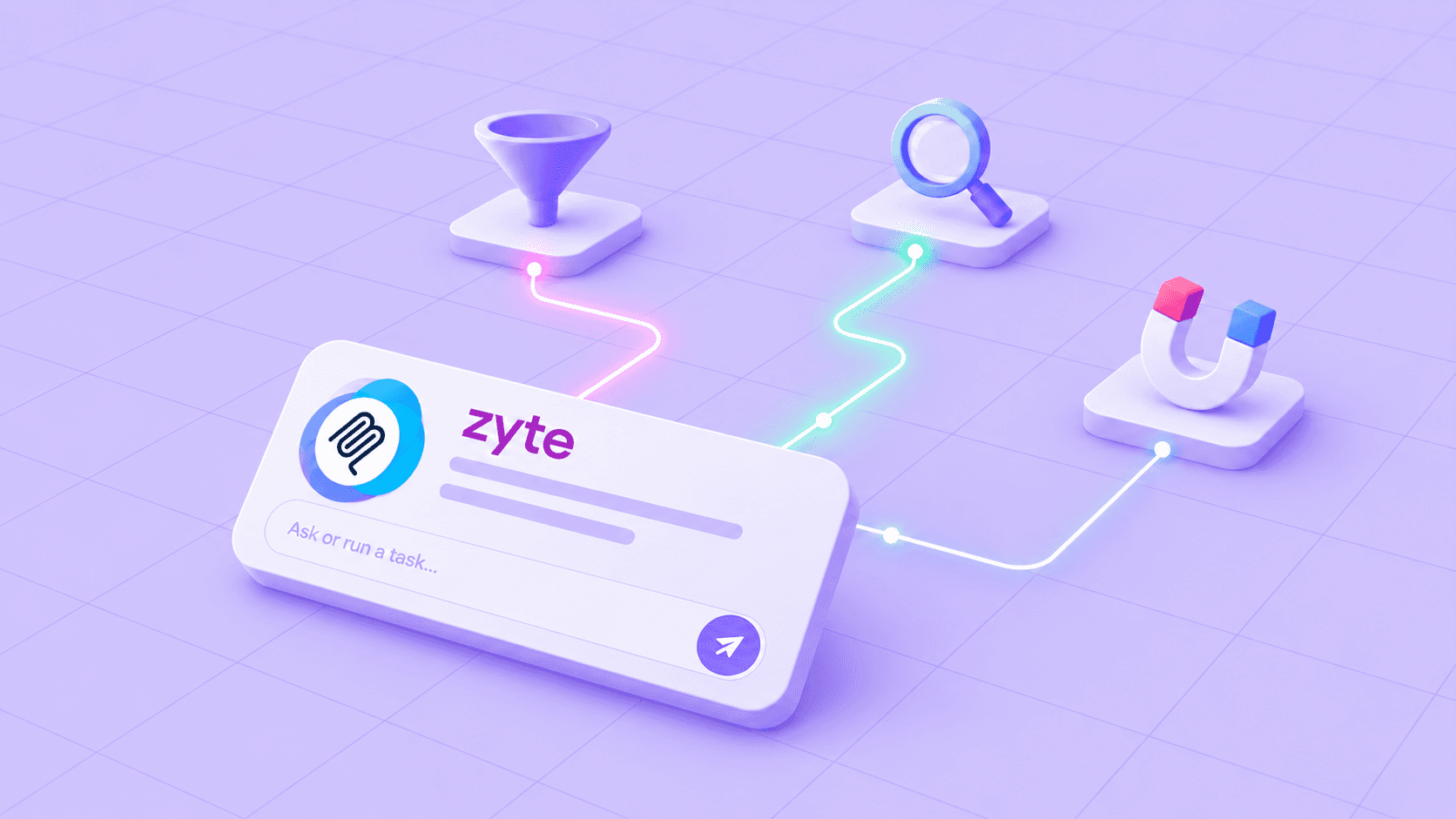 Zyte MCP chat box connected to fetch, search and extract tools.